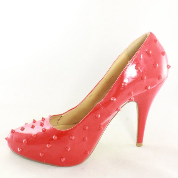 SHOE DAZZLE Studded Red Pump Heels Like New - Picture 7 of 8